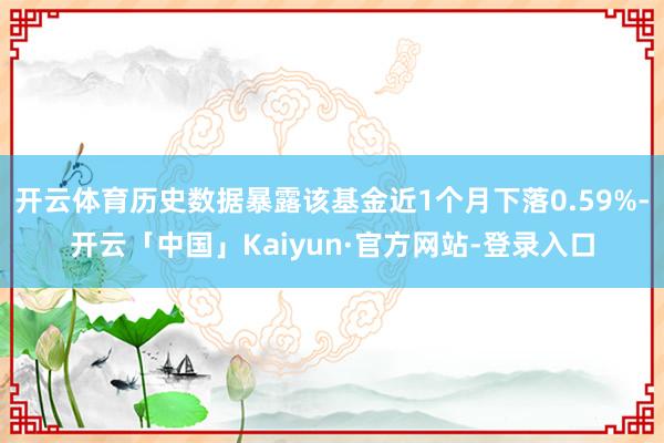开云体育历史数据暴露该基金近1个月下落0.59%-开云「中国」Kaiyun·官方网站-登录入口