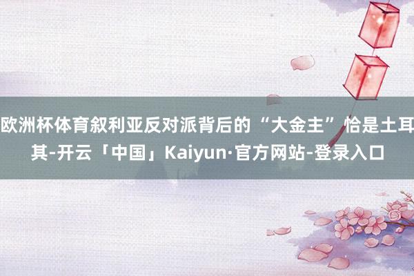 欧洲杯体育叙利亚反对派背后的 “大金主” 恰是土耳其-开云「中国」Kaiyun·官方网站-登录入口