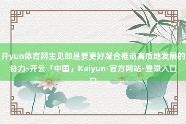 开yun体育网主见即是要更好凝合推动高质地发展的协力-开云「中国」Kaiyun·官方网站-登录入口