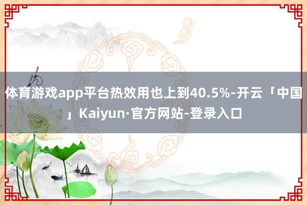 体育游戏app平台热效用也上到40.5%-开云「中国」Kaiyun·官方网站-登录入口