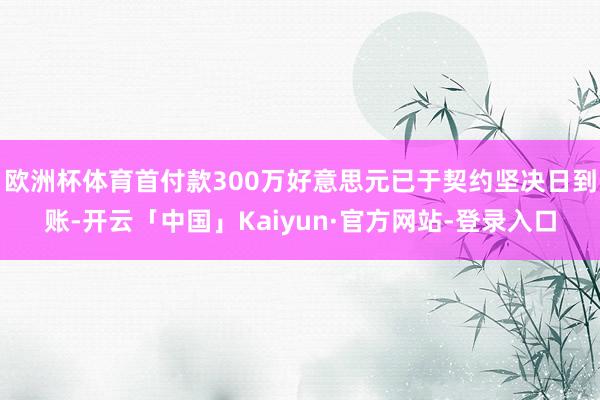欧洲杯体育首付款300万好意思元已于契约坚决日到账-开云「中国」Kaiyun·官方网站-登录入口