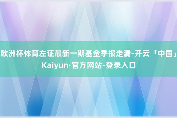 欧洲杯体育左证最新一期基金季报走漏-开云「中国」Kaiyun·官方网站-登录入口