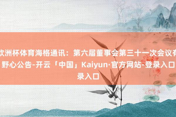 欧洲杯体育海格通讯：第六届董事会第三十一次会议有野心公告-开云「中国」Kaiyun·官方网站-登录入口